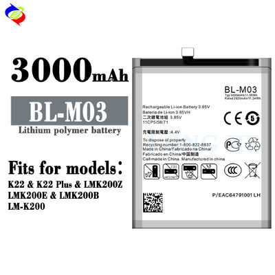 Capacidad de 3000mAh O Ciclo de reemplazo de batería para LG K22 K22 Plus BL-M03 Carga rápida