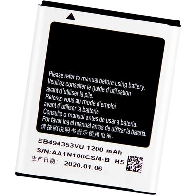 Batería de teléfono móvil EB494353VU de 1200 mAh blanca para Samsung Galaxy Mini S5750 S5250 S5330 S7320E S7230 S5570 I559 S5358