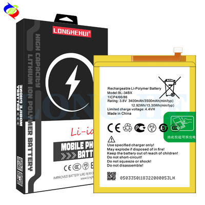 Batería de teléfono de iones de litio BL-34BX para Infinix Smart 2 HD X609 3.8V 3500mAh en diseño blanco