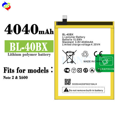 BL-40BX Reemplazo de batería para Infinix Note 2 X600 3.8V 4040mAh Rendimiento superior