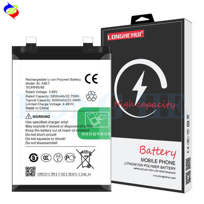 Batería de polímero de iones de litio de reemplazo BL-58ET con capacidad de 6000mAh para Tecno Pova 5