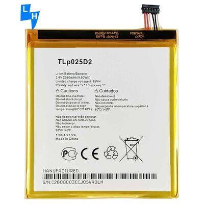 8050E 8050D 9001X 5098O Batería de teléfono móvil TLP025D2 2580mAh 3.8V para Alcatel Pixi 4 6.0