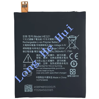 Una batería de litio de polímero HE321 para teléfono celular Nokia5.1 con doble SIM TA-1053 2900mAh 3.85V