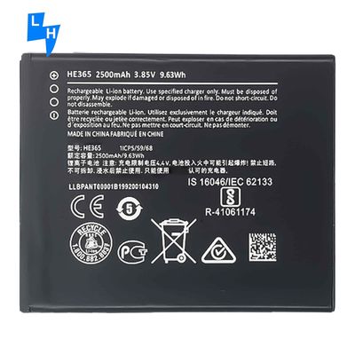 Batería de litio de alta capacidad de 2500 mAh para el modelo de sistema de teléfono móvil NOKIA1 HE365