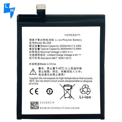 BL258 Batería de teléfono original para Lenovo Baterías de repuesto Rendimiento garantizado