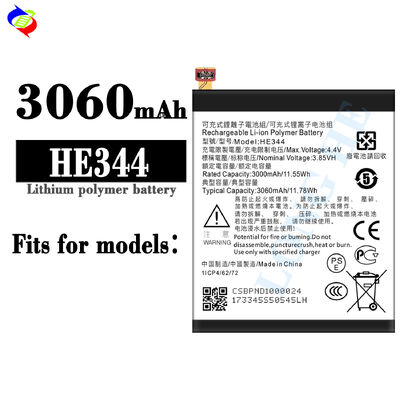 3060mAh HE344 para teléfonos inteligentes Nokia Batería recargable de teléfono móvil de litio y polímero