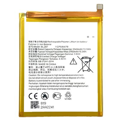 Batería BL287 de alta capacidad y rendimiento para teléfono móvil Lenovo K9 Note 2018 Negro