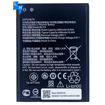 Batería para teléfonos móviles BL315 4000mAh Batería para Lenovo A7 Polímero Batería de iones de litio