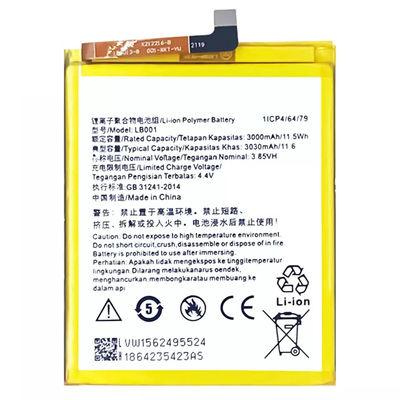 LB001 2580mAh 3.8V batería de iones de litio polímero para teléfono móvil Lenovo K320T'elección