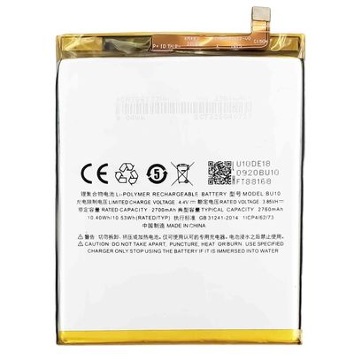 Batería de teléfono móvil de 2760mAh para BU10 Meizu U10 3.85V Baterías recargables