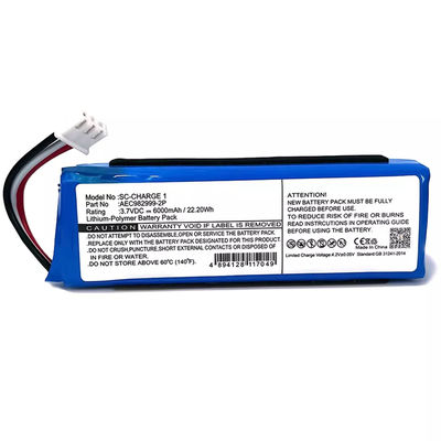 AAA 6000mAh Capacidad de reemplazo Li-polímero AEC982999-2P Batería de altavoz para JBL-CHARGE 1